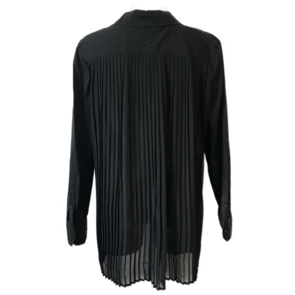 🆕 JEANNE BEKER Long Chiffon Pleated Back Shirt - Picture 6 of 7